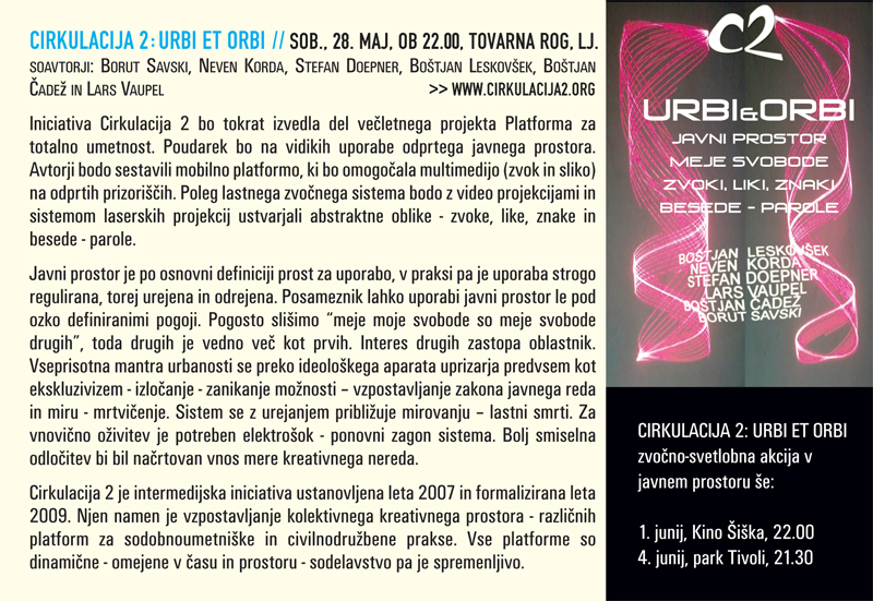Cirkulacija 2: Urbi et Orrbi / Platforma za
                  totalno umetnost