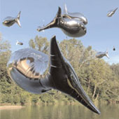 Aerosculpture: Sardele nad Ljubljanico