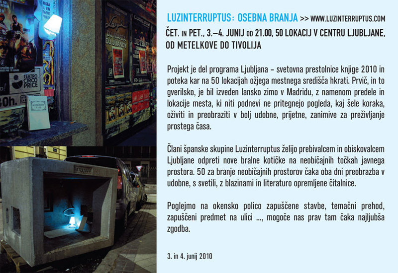 Luzinterruptus: Osebna branja